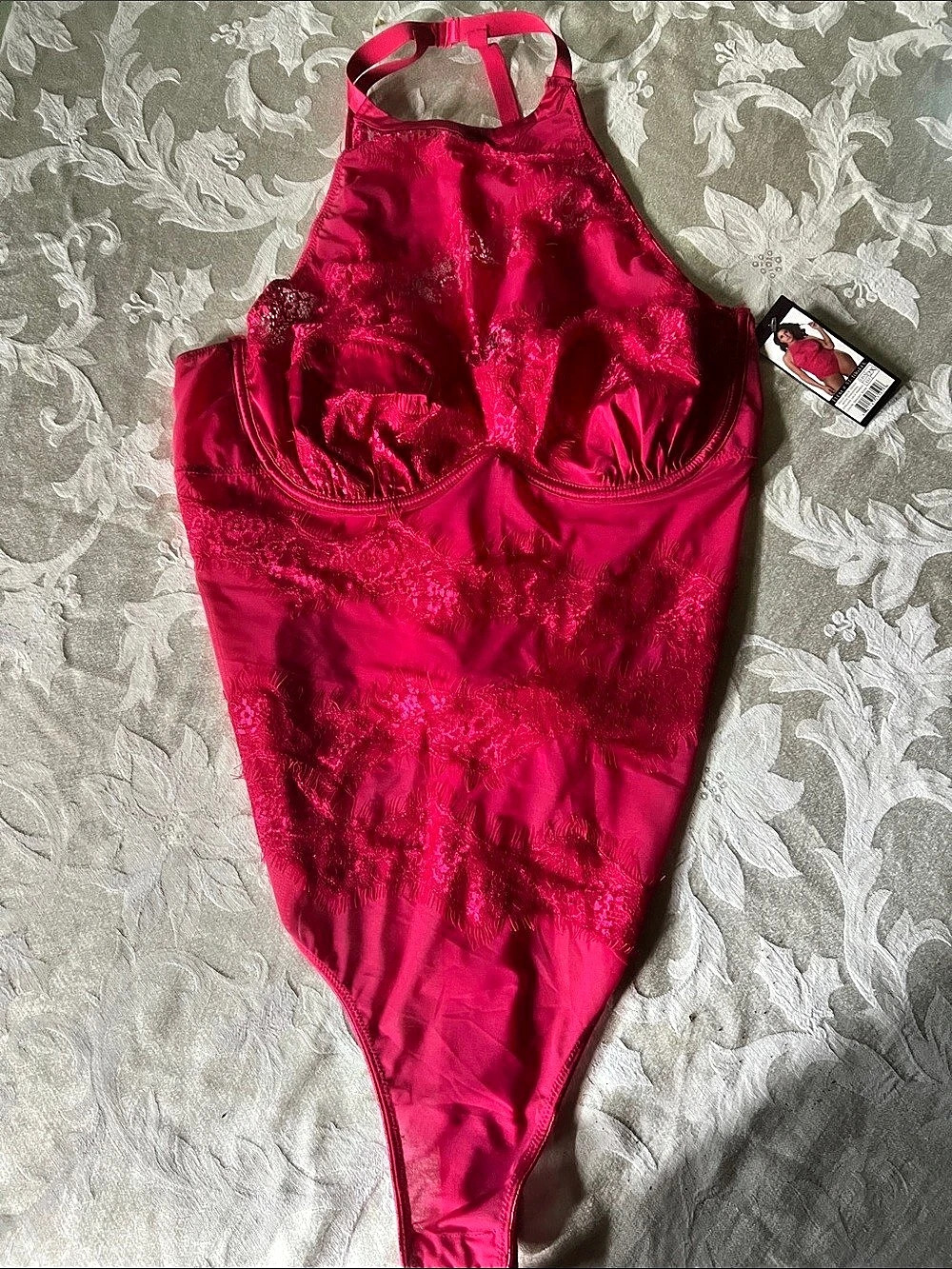 Mchlala Cheri Paris High Neck Teddy One Piece Pink 2X NWT